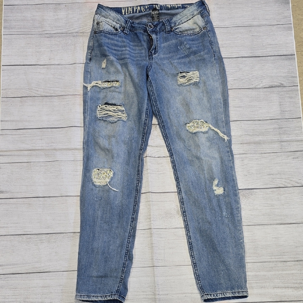Rewash Blue Skinny Jeans with Distressed Details Size 7/8